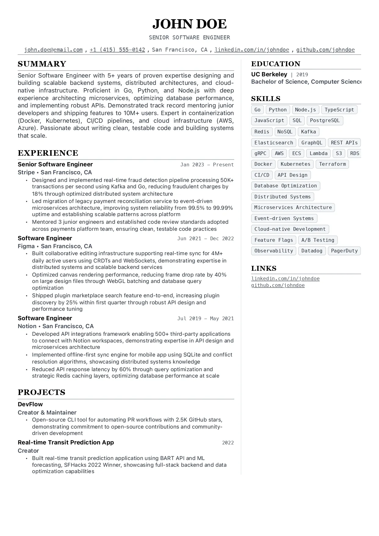 Swiss Two Column template preview